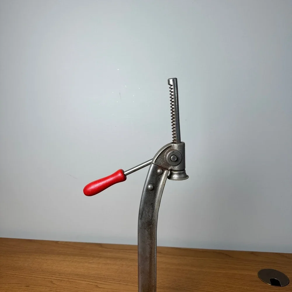 Vintage‎ Industrial Cast Iron Bottle Capper Made in USA Red Handle